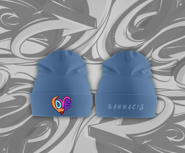 Blue love beanie hat